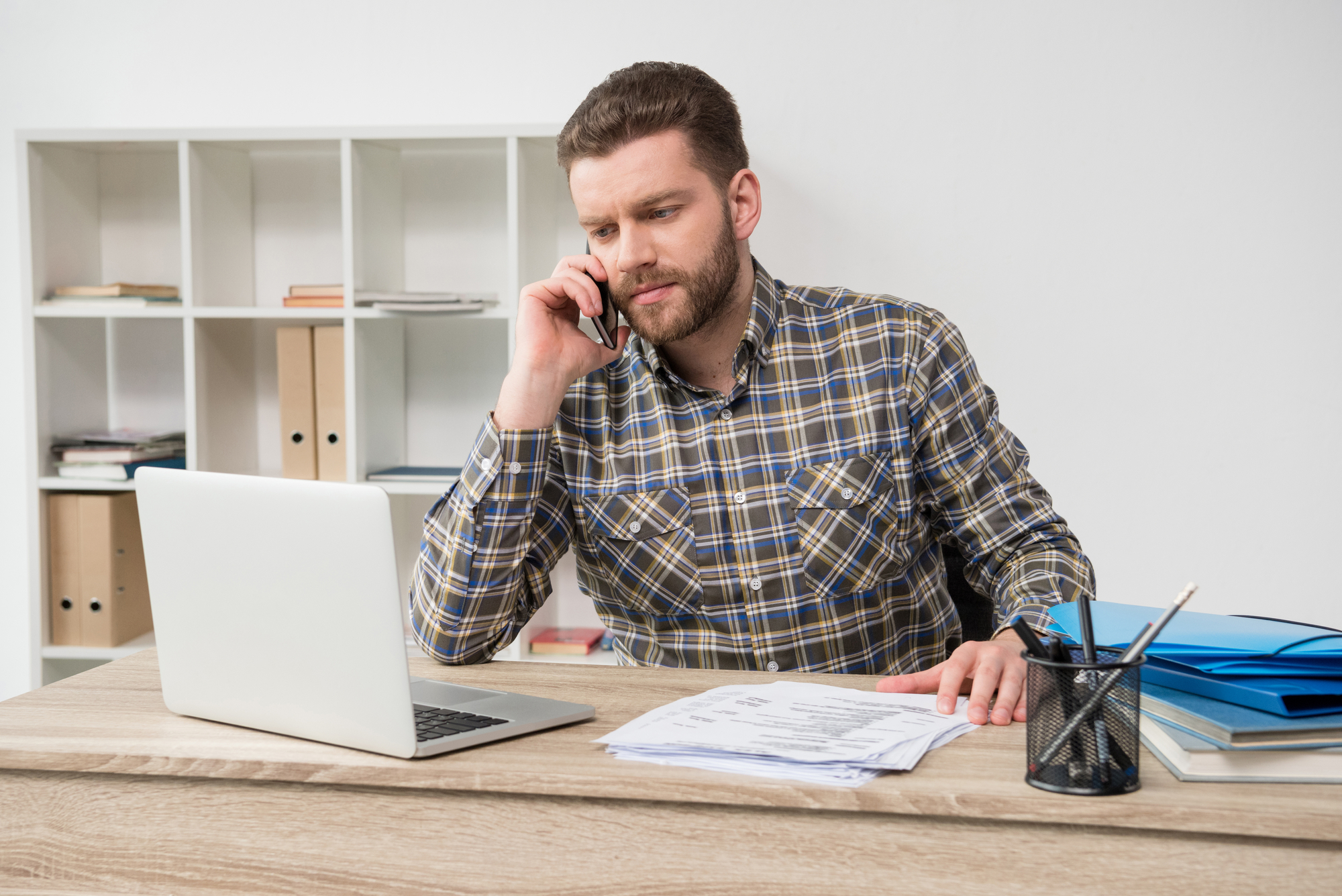 Businessman working at modern office